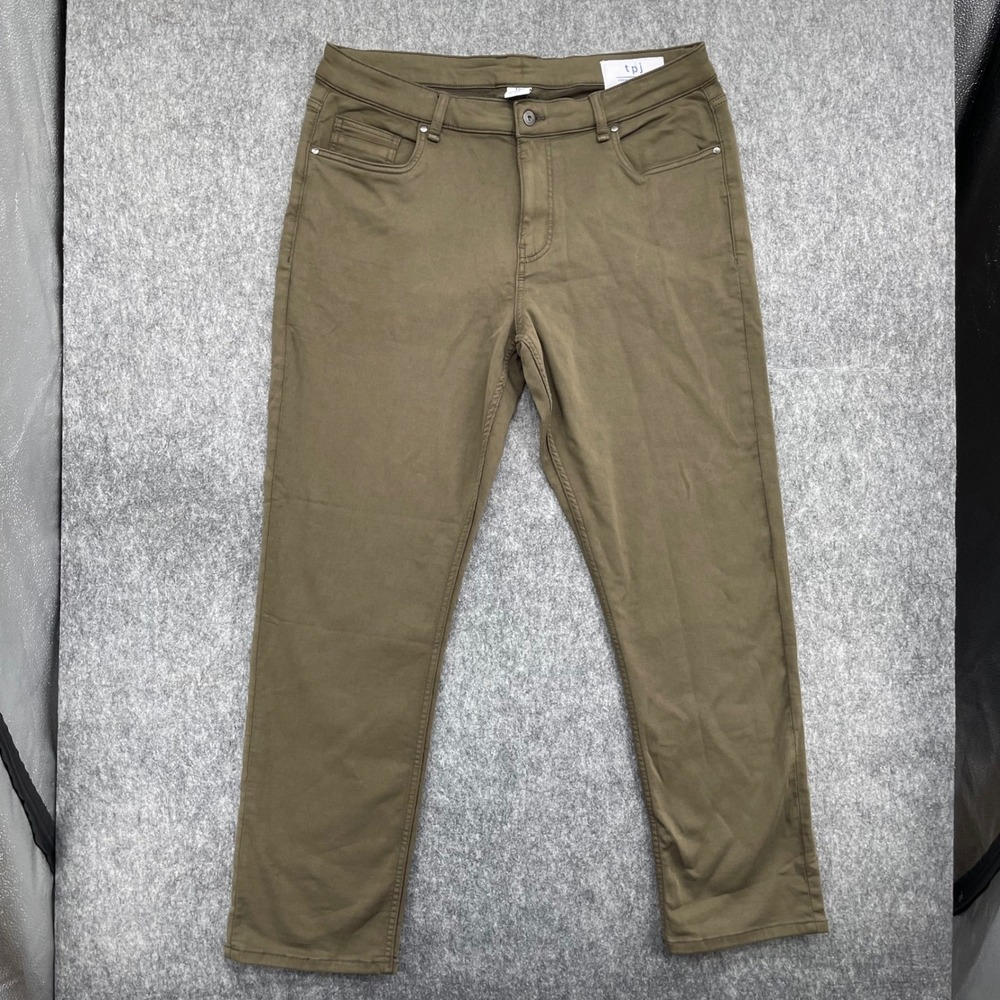 TPJ Pants Mens 38X32 Athletic Fit Leg Stretch Olive Green